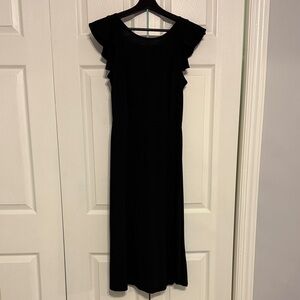GAP Black Midi Dress with Ruffle Sleeves